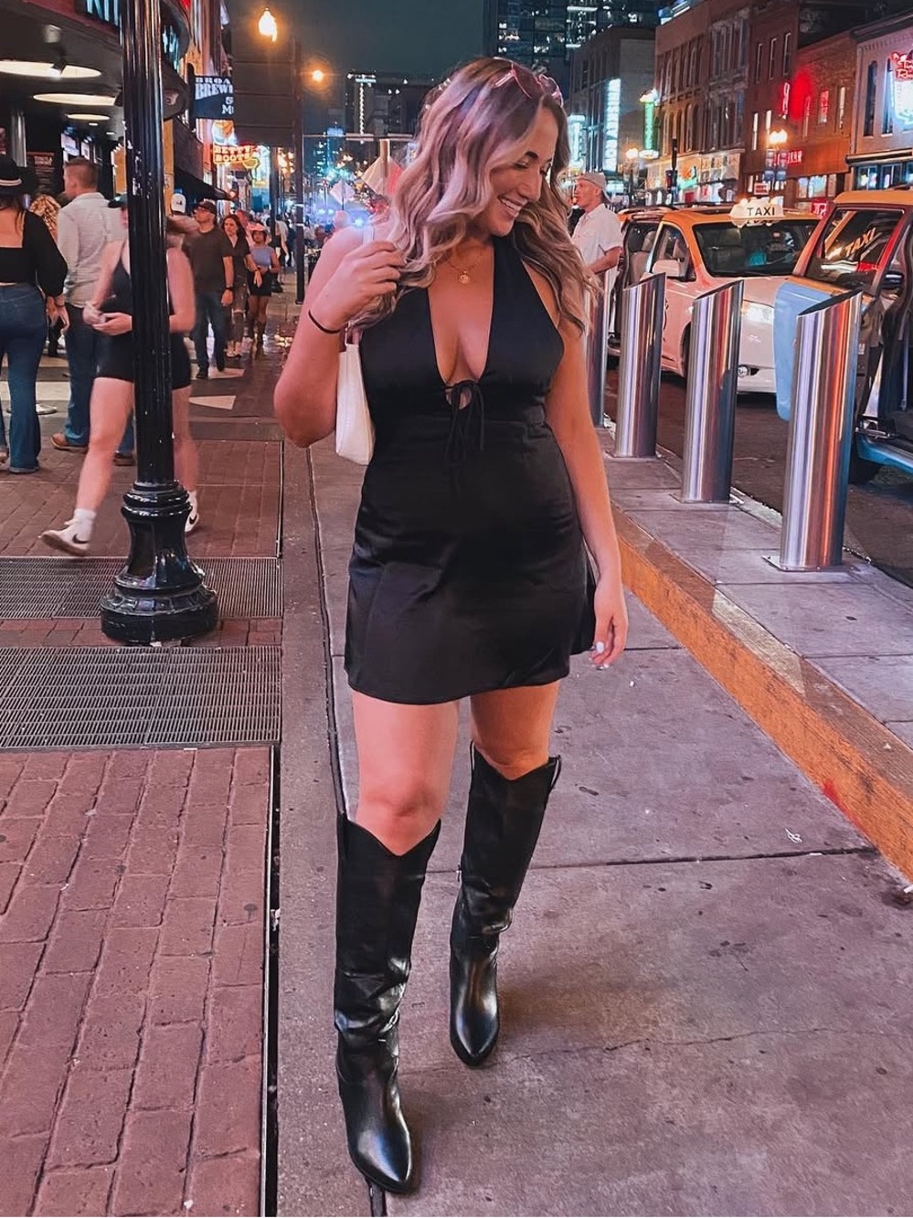 Princess Polly Black Halter Mini Dress with Deep V